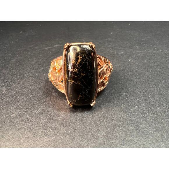 NEW Shungite in matrix ring in rose gold over brass size 9 - Picture 1 of 13